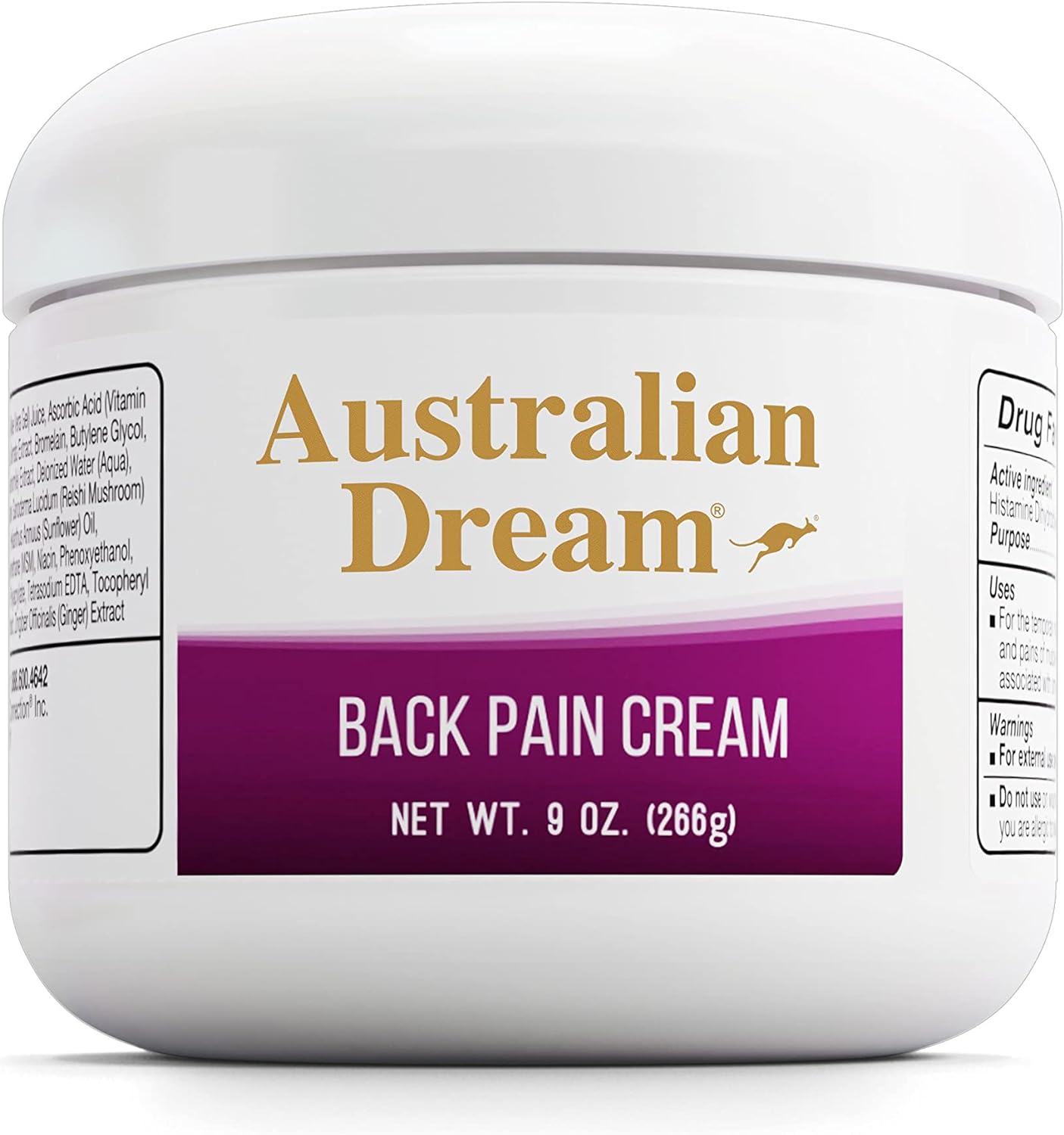 Australian Dream Back Pain Cream - Soothing, Non-Greasy Pain Relief Cream - Strong Muscle Pain Relief Cream Good for Neck, Body, Muscle Aches, or Back Pain - 9 oz Jar